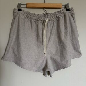 Outdoor Voices Sunday 3" Short Light Tan Beige High Rise Tie Waist Womens Size L